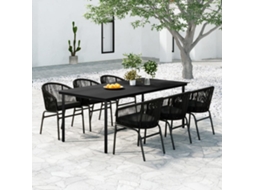 Jogo De Jantar 7 Peças Para Jardim Preto Dkd Home Decor