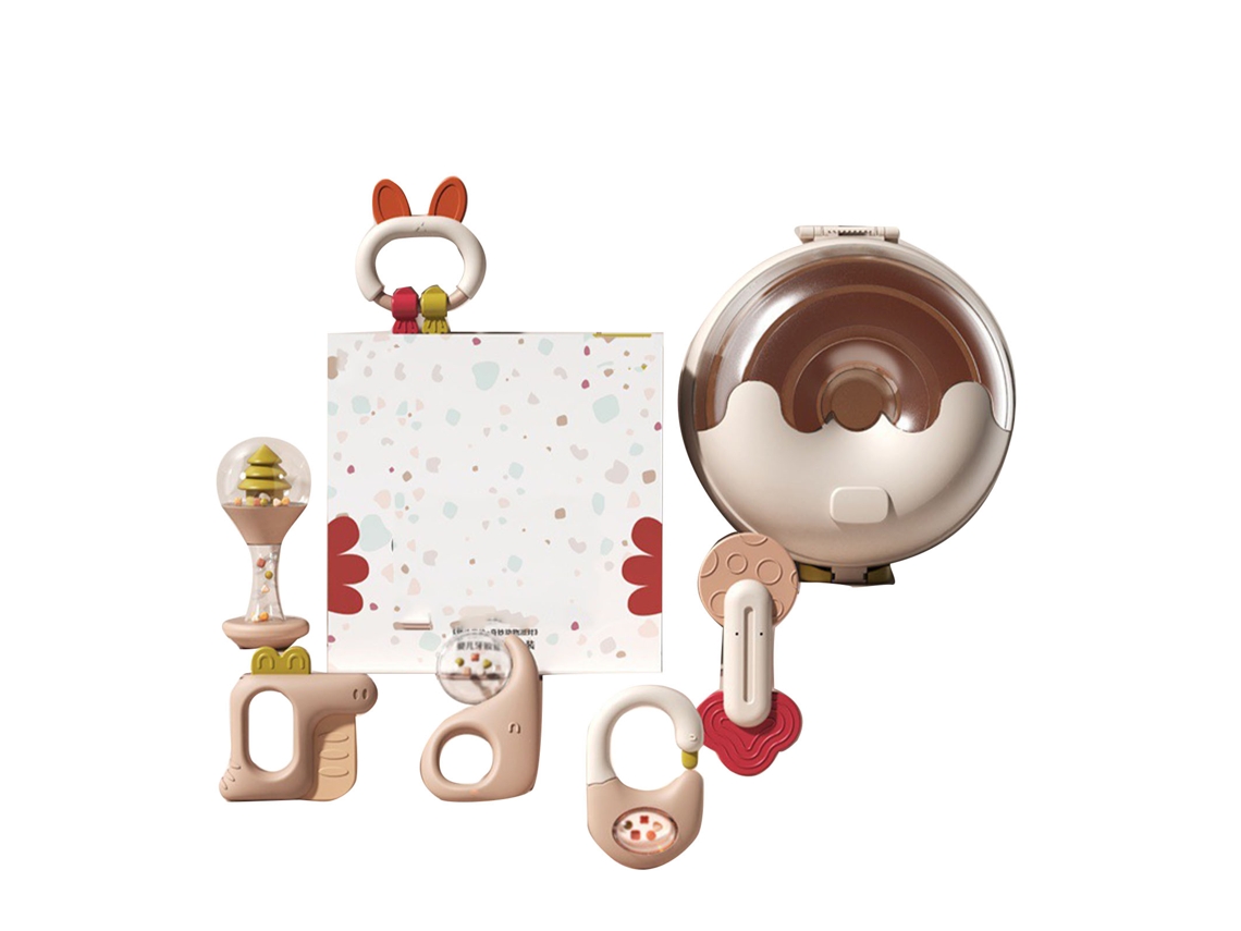Conjunto de mordedores e chocalhos para bebês, brinquedos para morder e tocar.