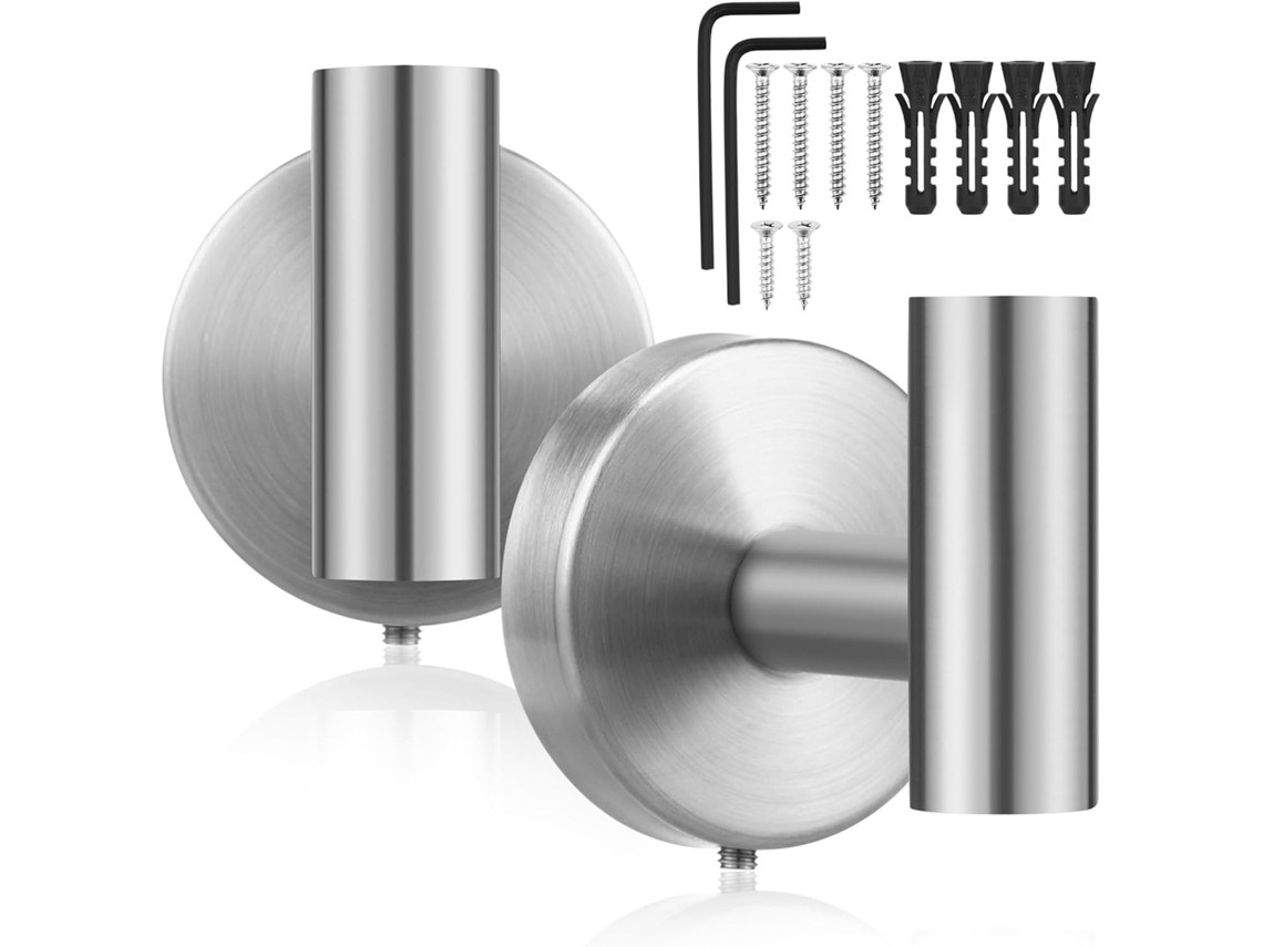 Conjunto De 2 Ganchos Parede E Suporte Para Toalhas Em Aço Inoxidável
