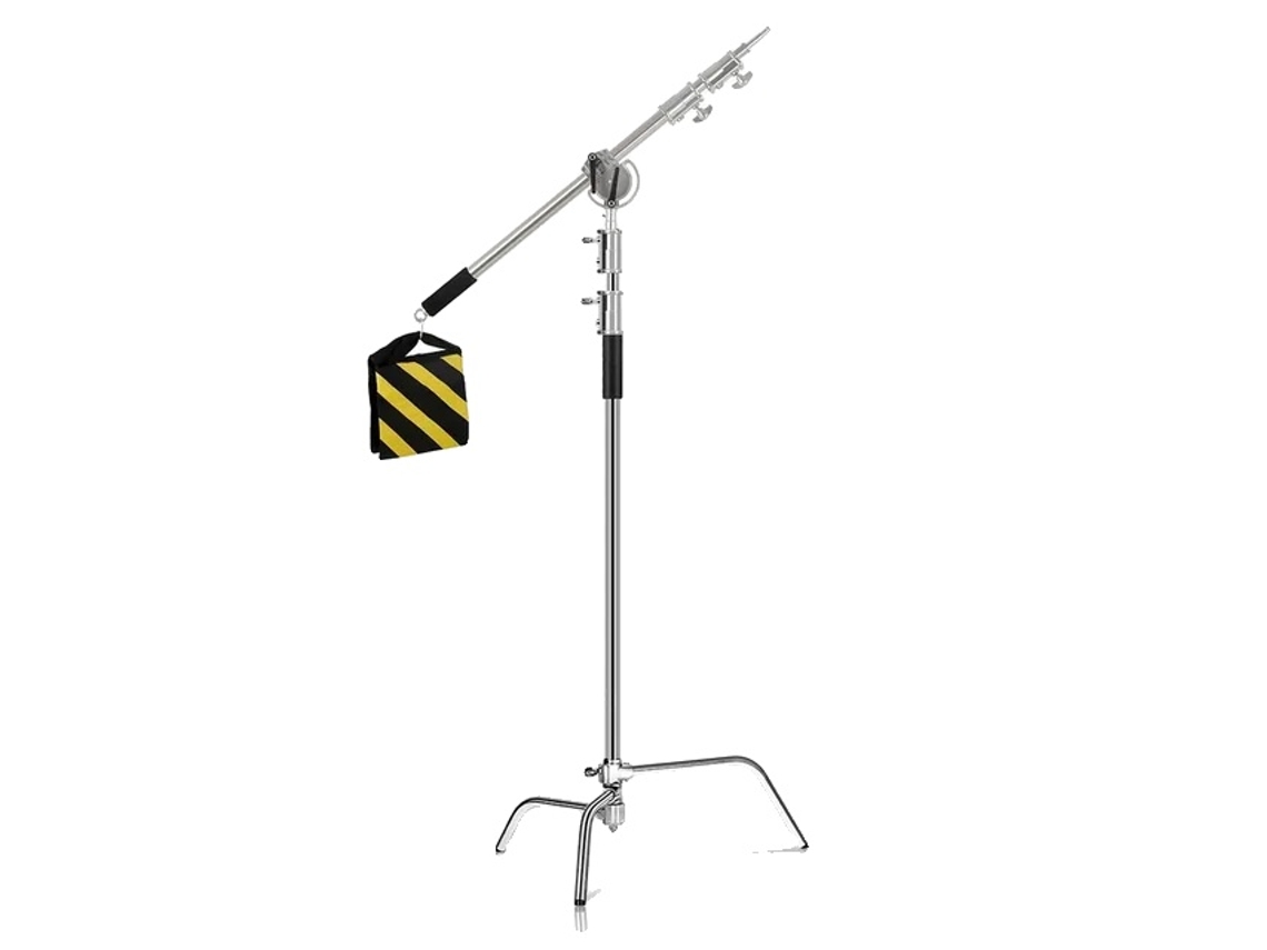 Suporte De Luz Em Aço Inoxidável, Tripé Dobrável, Altura Ajustável,3.3m Com Barra Transversal