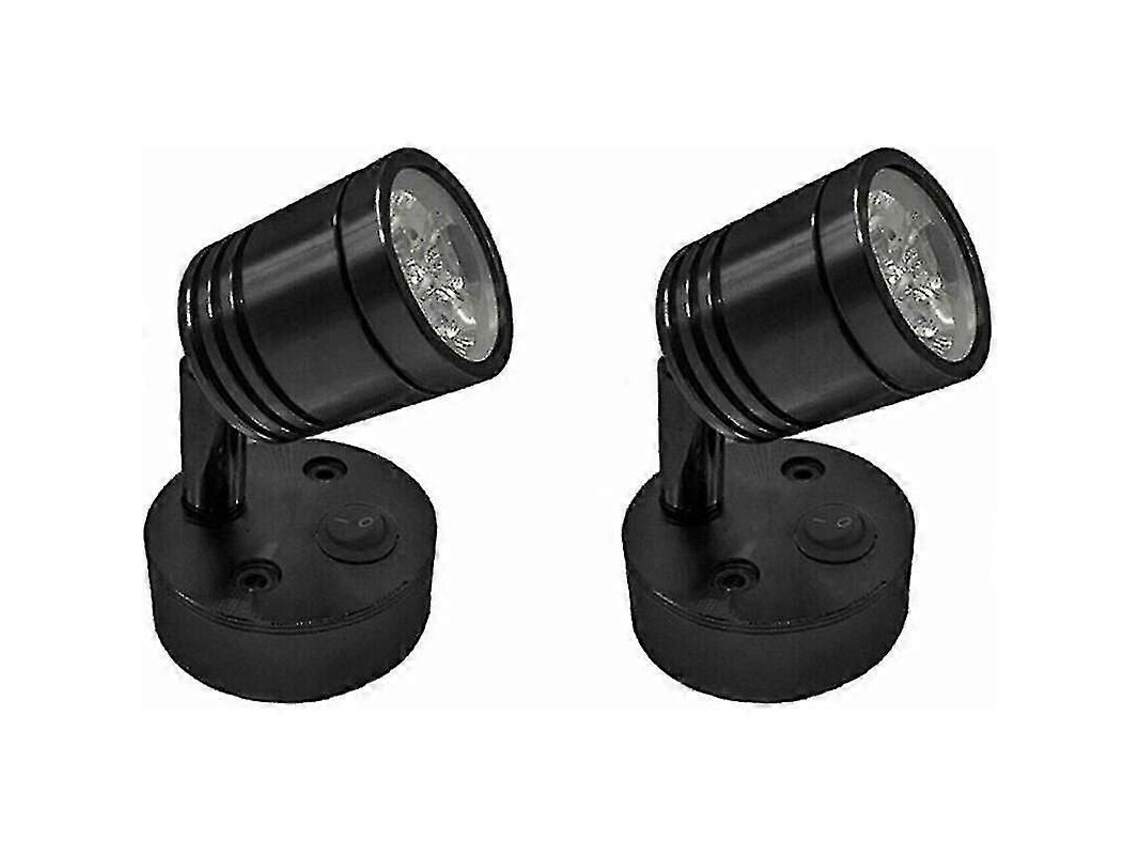 Lâmpada De Chão Led 3w 6000k Luz Natural Ajustável Ângulo De Iluminação 2 Peças Preta Para Veículos Dc 12v