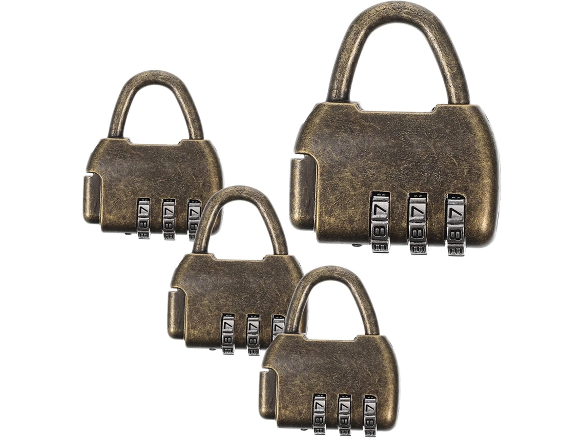 Cadeado De Combinação Digital Vintage, Conjunto 4 Peças, Para Caixa