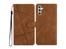 Capa Tipo Carteira Para Samsung Galaxy M36 5g Com Estampa De Pele Sensível Ao Toque E Flip De Couro Marrom