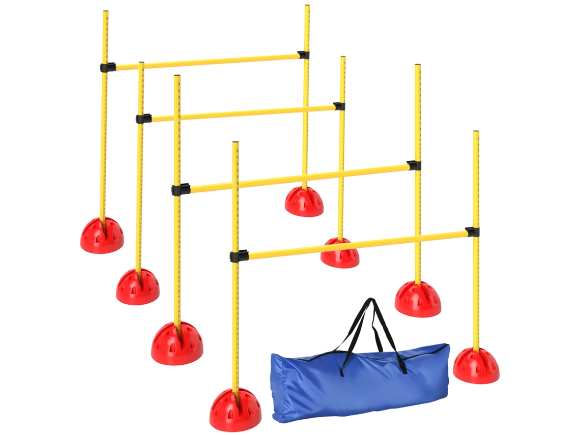 Conjunto de 4 Peças para Agilidade Canina, 4 Obstáculos e Bolsa de Transporte para Treinamento de Salto, Amarelo Ge