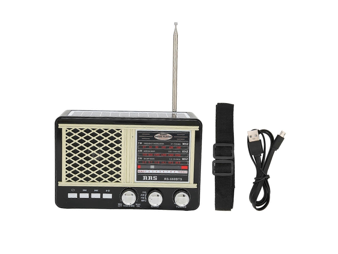 Rádio De Emergência Rs660bts, Rádio Solar Portátil Multibanda Com Função De Lanterna, Conector Estéreo Auxiliar, Amarelo Olysi Shop