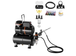 Kit De Aerógrafo Succebuy Com Compressor De Ar De 1/6 Hp, Depósito E 24 Cores