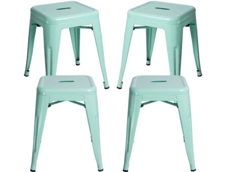 Pack 4 Bancos  Torix (Verde - 40 x 45 x 40 cm - Aço Reforçado)