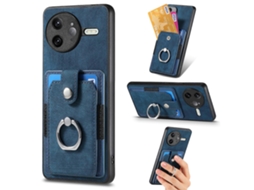Capa Traseira De Couro Com Compartimentos Para Cartões E Suporte Azul Para Xiaomi Poco F7 Ultra 5g / Xiaomi Redmi K80 Pro 5g