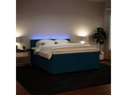 Vidaxl Cama Com Molas/colchão 200x200 Cm Veludo Azul