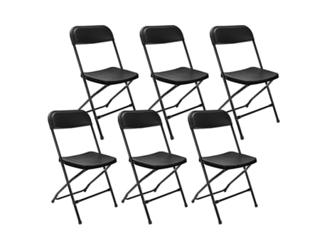 Pack 6 Cadeiras Dobráveis de Resina para Jardim Pretas 45x44,5x79cm 7house
