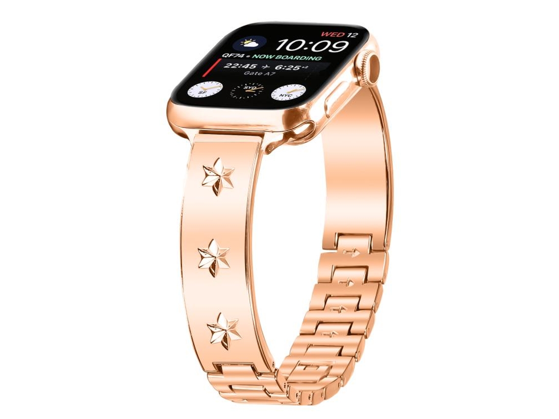 Bracelete Para Apple Watch 42/41/40/38mm - Metal Com Pétalas De Floco De Neve Ouro Rosa
