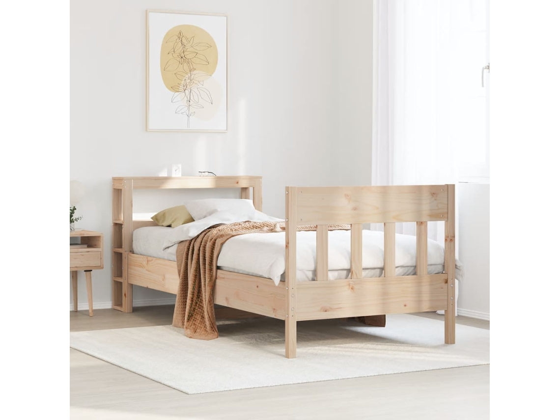 Cama Sem Colchão 75x190 Cm Madeira De Pinho Maciça