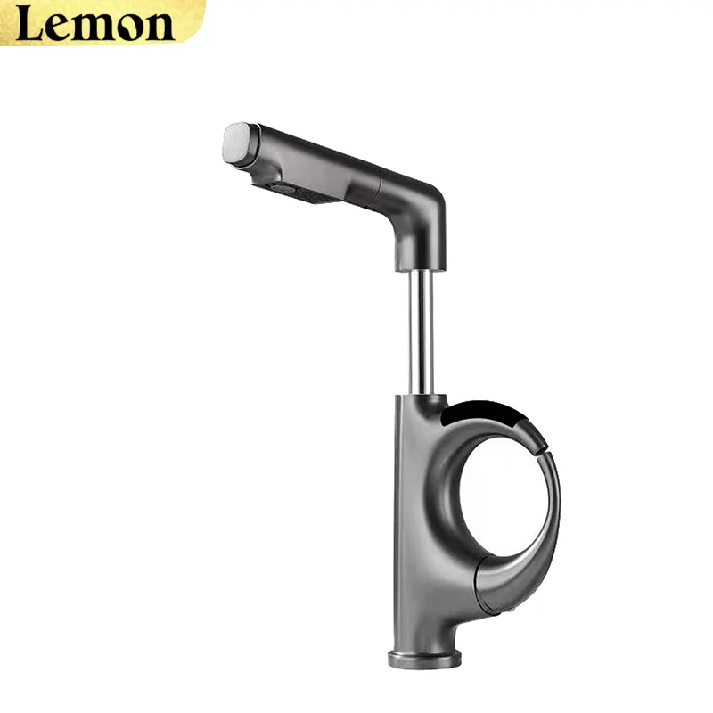 (cinza Metálico) Torneira Com Braço Robótico, Visor De Temperatura Em Led, Bico Extensível E Modo De Saída De Água Dupla.