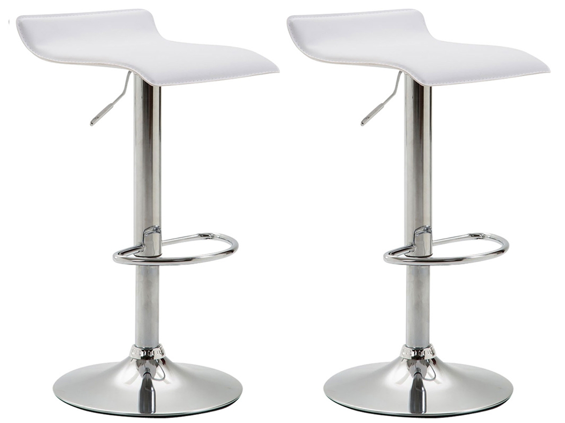 Conjunto de 2 bancos de bar em imitação de pele Dyn V2 branco/cromo CLP