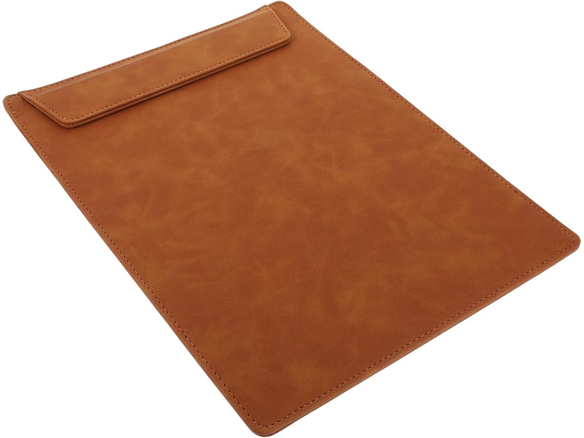 Prancheta De Couro Marrom Leve, Ideal Para Decoração De Escritórios E Escolas, Com Prendedor Portátil Para Documentos E