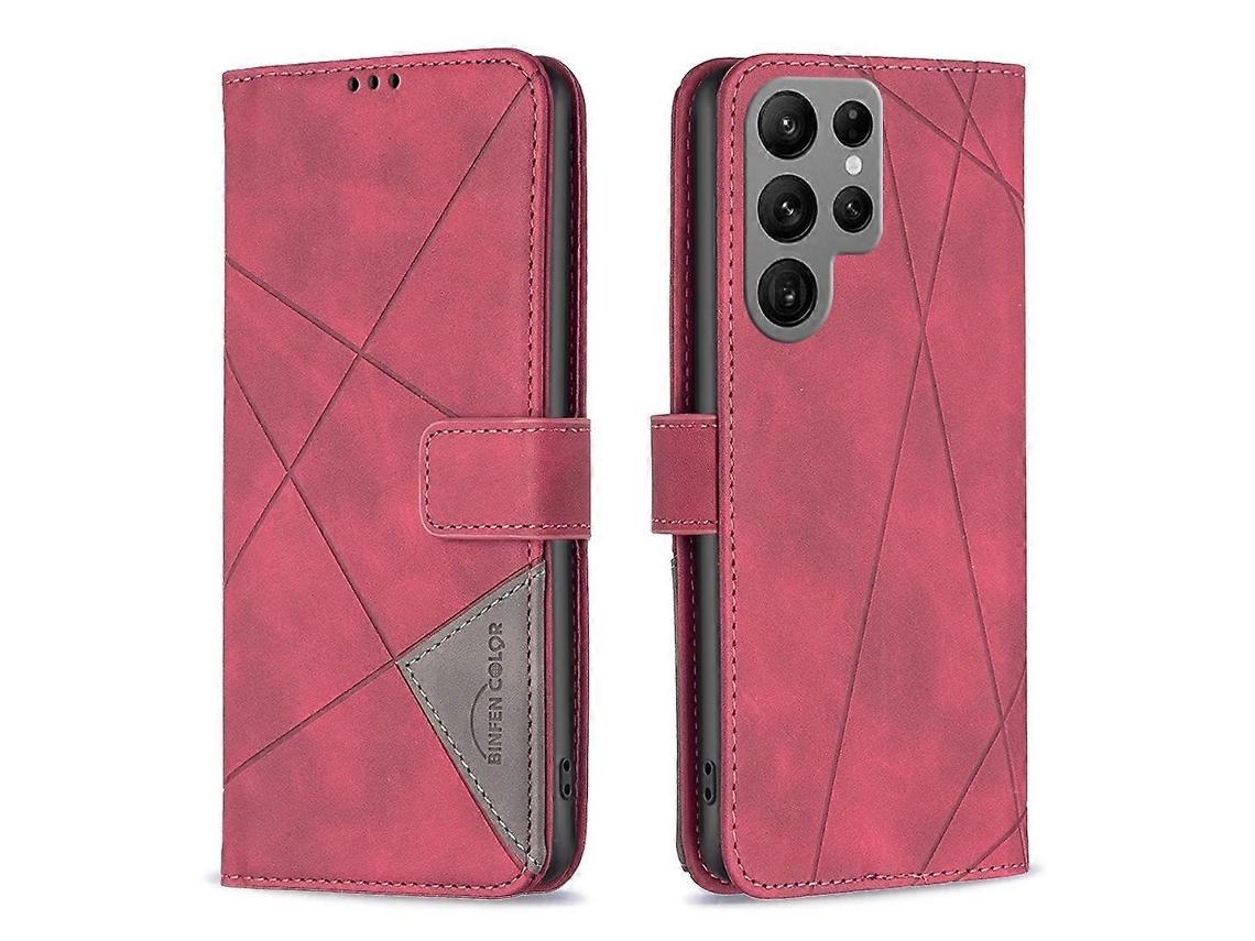 Capa De Celular Em Couro Com Textura De Losango E Fecho Magnético Para Samsung Galaxy S23 Ultra 5g