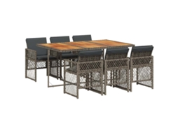 Conjunto de 7 Jantar para Jardim com Almofadões Vime Pe Cinza MAISON EXCLUSIVE