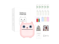 Impressora Térmica Portátil Bluetooth X15 Rosa( 5 Rolos De Papel Térmico+ 5 Rolos De Adesivos+ 3 Rolos De Papel Colorido+ 6 Canetas Coloridas+ 1 Ades