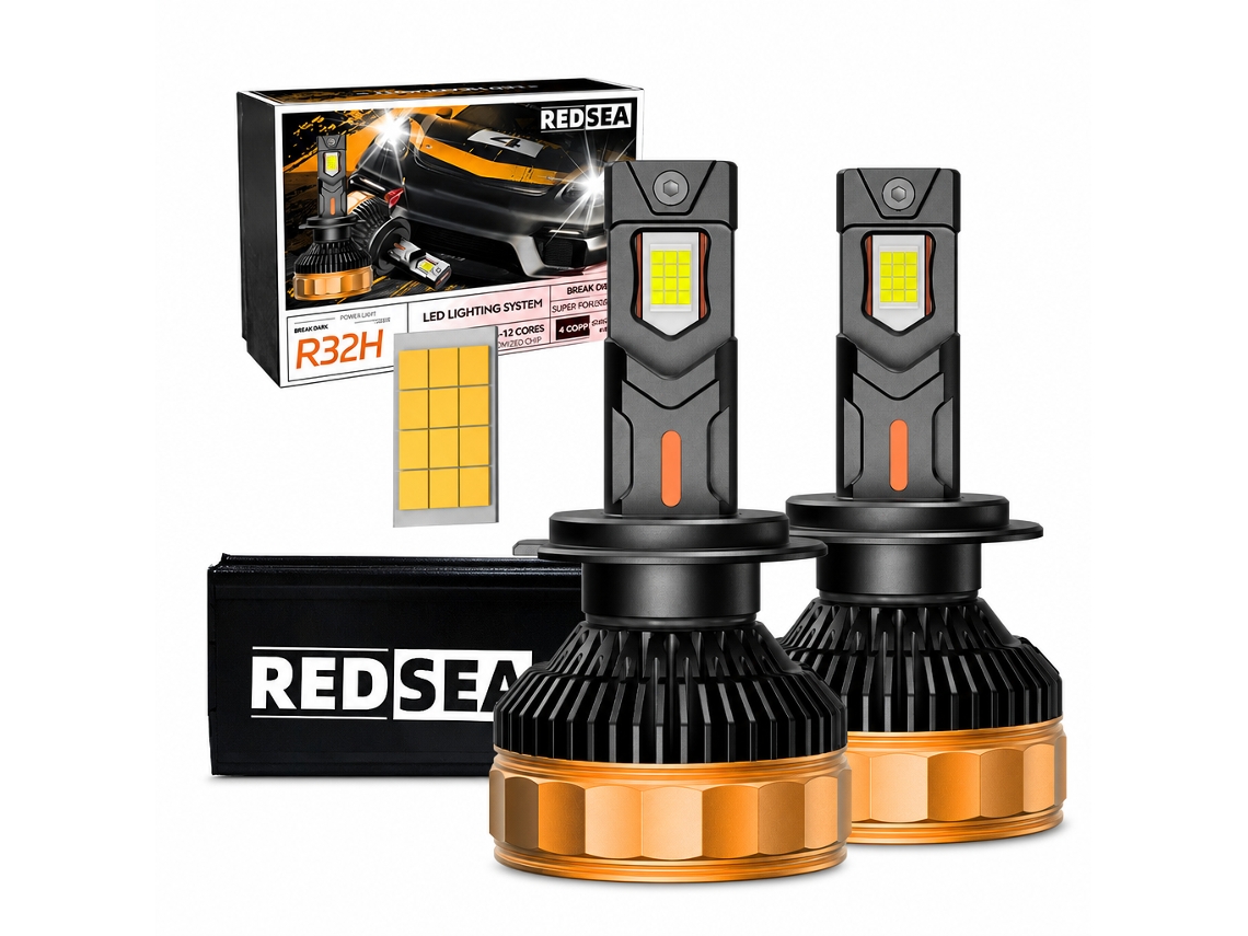Lâmpada Led Para Farol Automóvel 880, 300 W, 30000 Lm, Preto E Dourado, Redsea