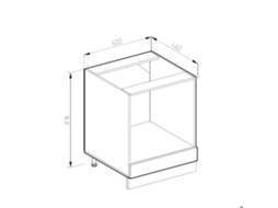 Móvel Baixo Universal R-line, 60cm Com Grande Nicho, Sem Pt, Branco Alto Brilho, Branco, Vicco