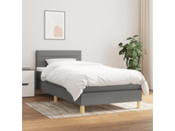 Vidaxl Cama Com Molas/colchão 100x200 Cm Tecido Cinza-escuro