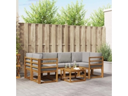 Vidaxl Conjunto De Sofás Para Exterior 7 Unid. Cinza Natural E Claro