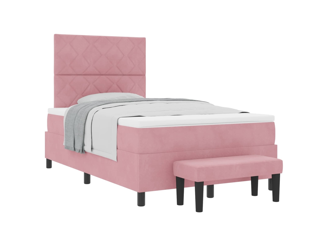 Cama Box com Colchão com Cabeceira Rosa 120x200 cm Veludo MAISON EXCLUSIVE