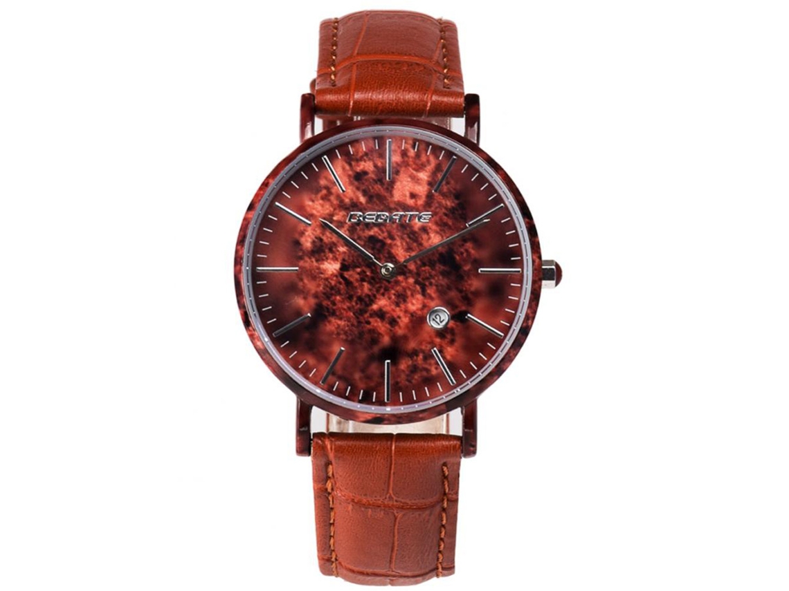 Relógio de pulso masculino em liga metálica com mostrador redondo e movimento de quartzo (vermelho)