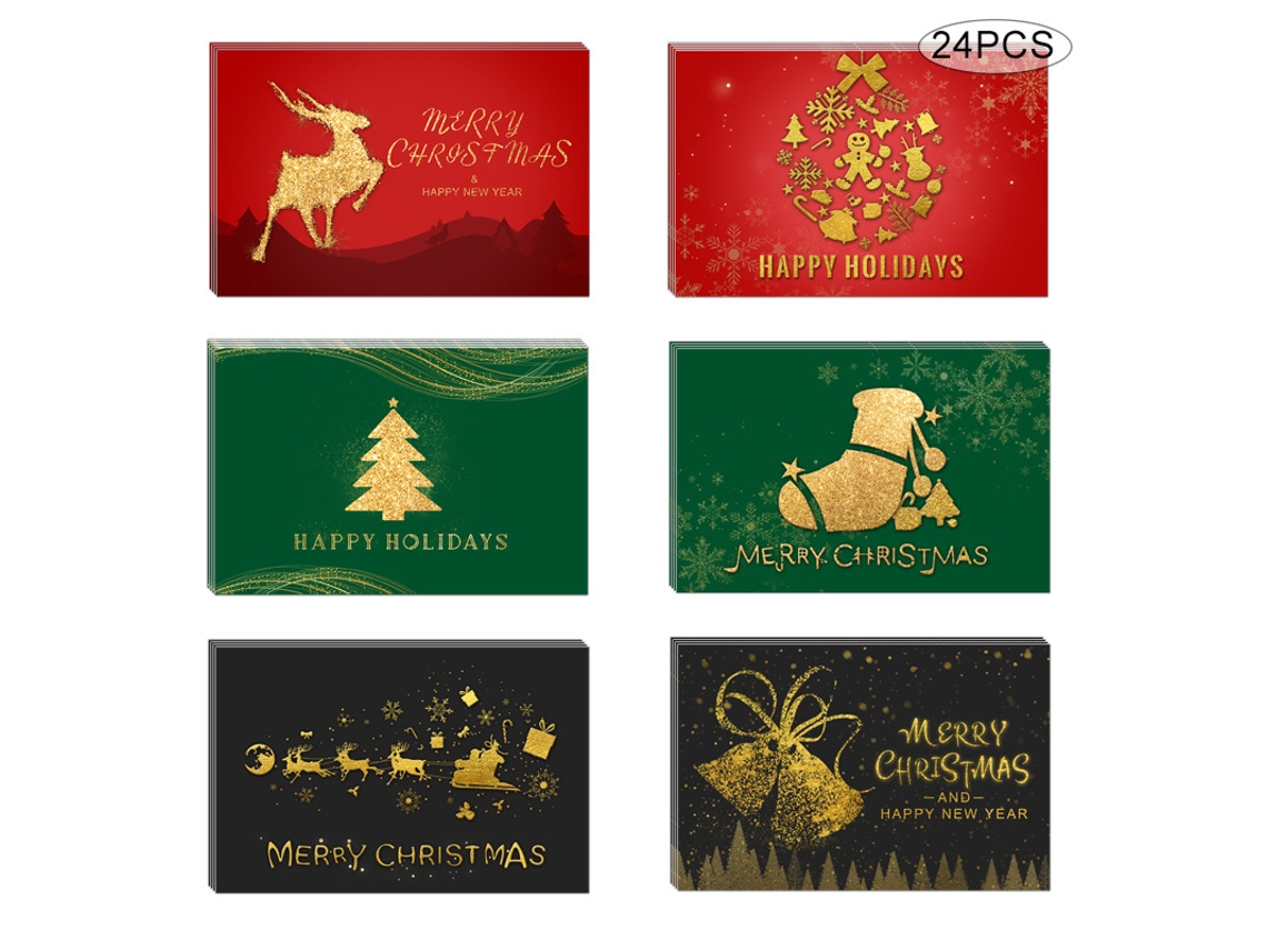 24 Conjuntos De Cartões De Natal Com Envelopes E Bandeiras Dobradas Aquaforge