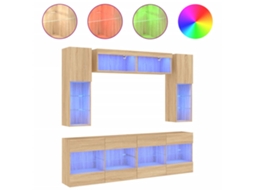 Conjunto de 6 suportes de parede para TV com luzes LED Carvalho Sonoma MAISON EXCLUSIVE (95x95x45 cm)