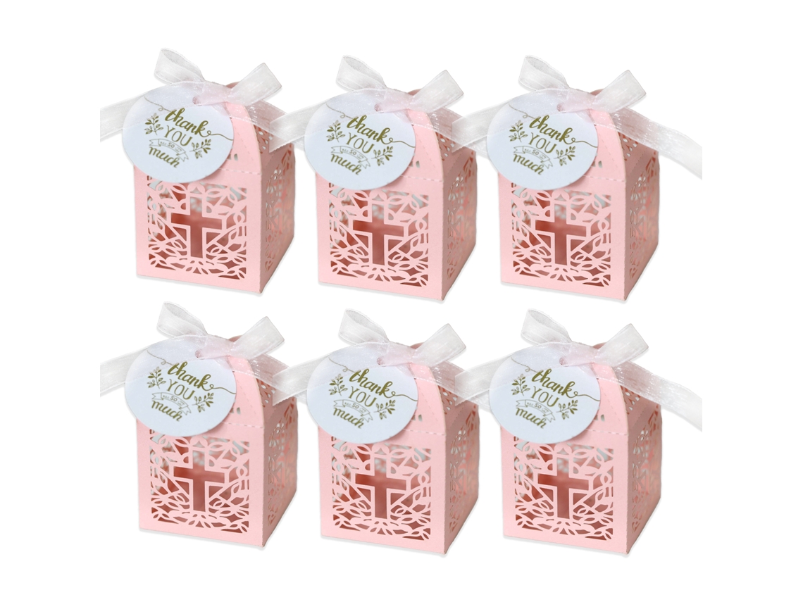 Caixa de Doces com Furo LAXISCREED, Estilo Novo para Casamentos, 50 Unidades Pink