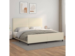 Bed Frame With Headboard, Bed Frames With Headboards Vidaxl Creme Couro Artificial (200 X 200 Cm)