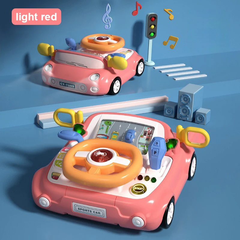 (vermelho) Volante De Carro De Brinquedo Infantil Com Luzes E Música, Brinquedo Educativo