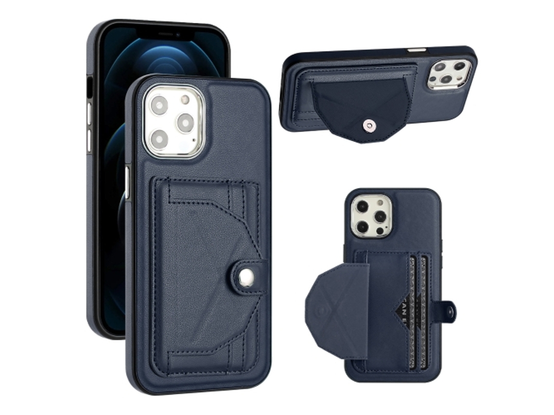 Capa Mobile Phone Cases Shockproof With Card para iPhone 12 Pro Max Pele Castanho