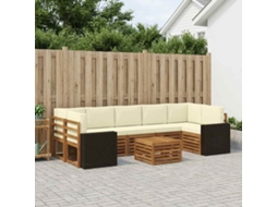 Vidaxl Conjunto De Sofás Para Exterior 8 Pcs Natural E Creme