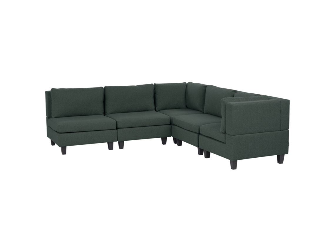 Sofá de Esquina BELIANI Unstad de Tecido Verde Escuro 228x228x72