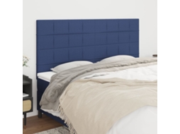 Vidaxl Cabeceira Azul 160x5x118/128 Cm Tecido
