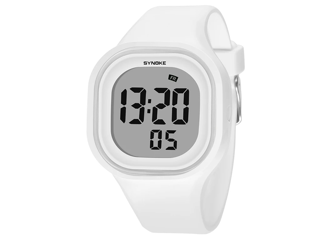 (branco) Relógio Digital Feminino, Material De Silicone À Prova D'água, Multifuncional Com Despertador.