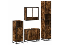 Maison Exclusive - 4pcs Conjunto De Móveis Wc Derivados De Madeira Carvalho Fumado