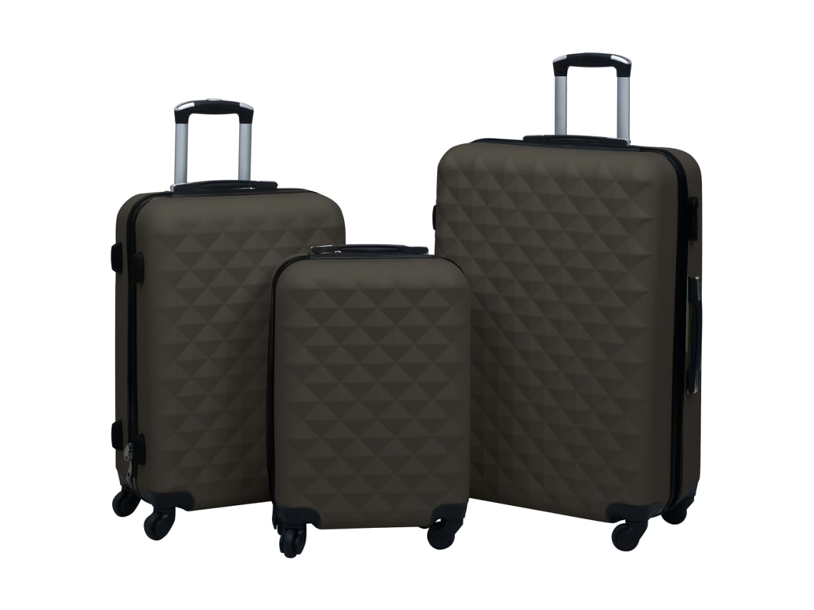 Conjunto 3 Malas VIDAXL Rígido Antracite (55 x 36 x 22 cm - 115 Kg)