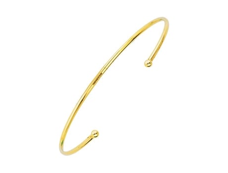 Pulseira Bracelete Aberta Empilhável Ouro Amarelo 14k Com Contas Terminais De 3mm Pulseira Bracelete Para Mulheres Hengjian
