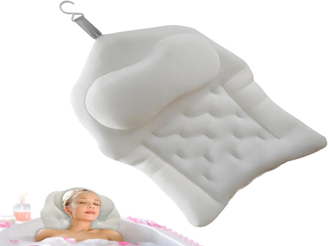 Lurelia Almofada Banho, Malha 4d, Ergonómica, Respirável, Ventosas, Banheira Spa