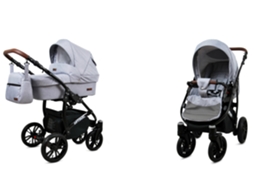 Carrinho de Bebé Multifuncional BABYLUX OPTIMAL 2 Em 1 -Silver Flex Black Frame - Ajustável e dobrável Construção leve em alumínio - Acessórios