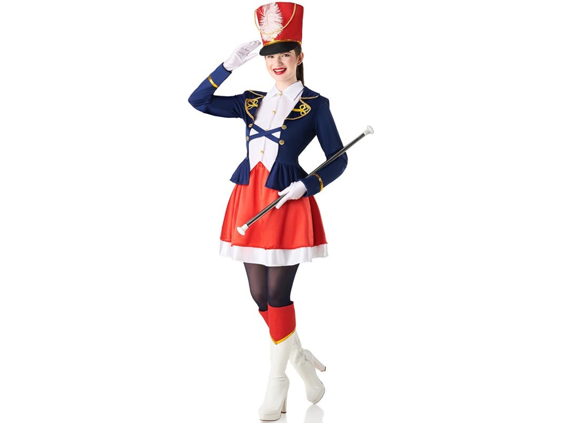 Fato de majorette clássico tricolor para mulher