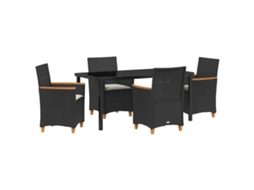 Maison Exclusive - Conjunto De Jantar Para Jardim 5 Pcs Preto Vime Pe