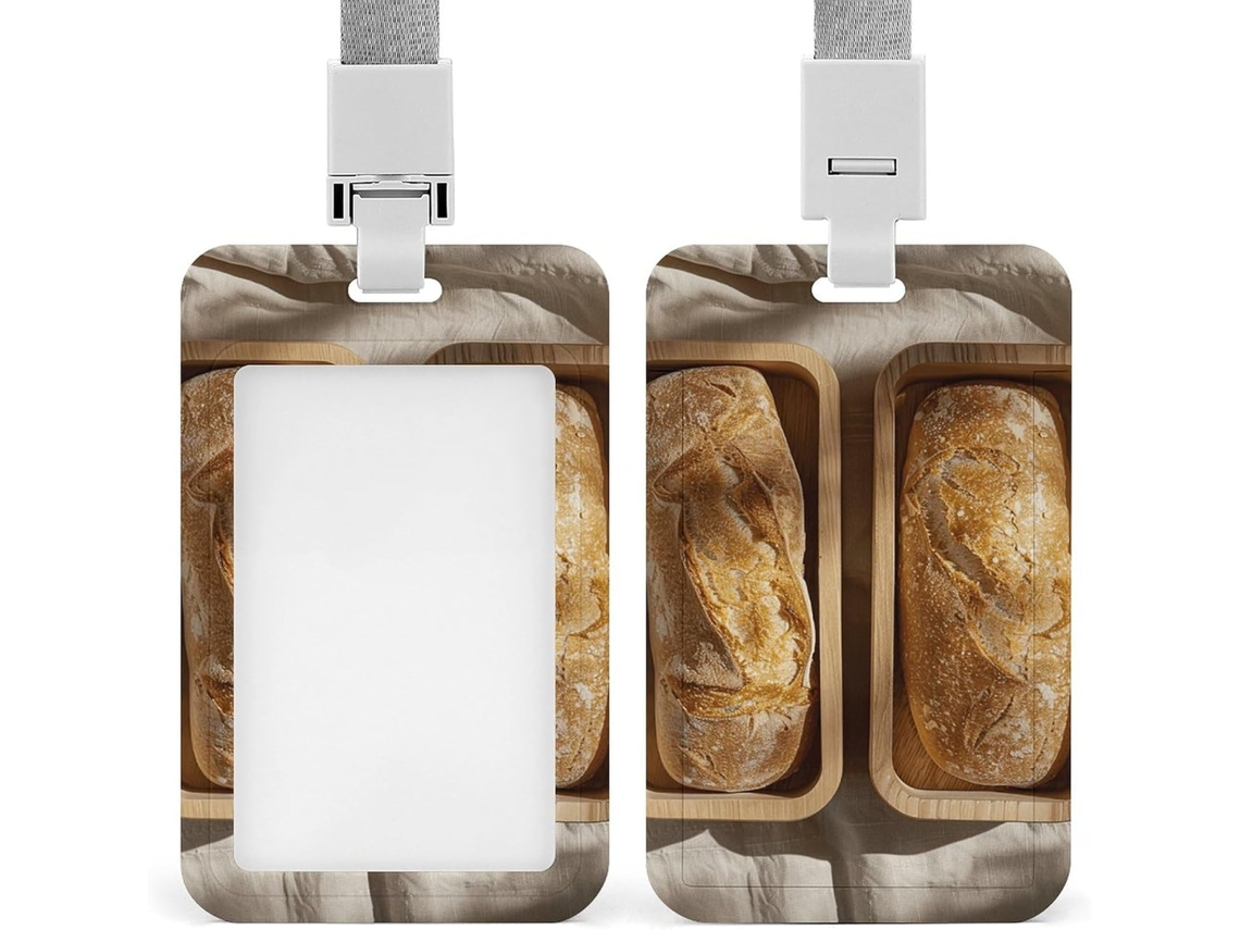Porta Crachá Madeira Com Formato Pão Duplo, Com Cordão, À Prova D Água, Com Clip Crachá De Identificação