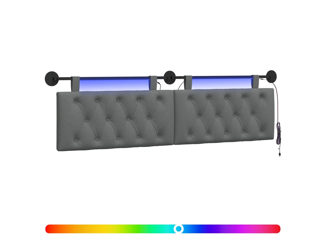 Conjunto 1 Cabeceira Suspensa Vidaxl Cinzento Tecido (170 X 55 X 7 Cm)