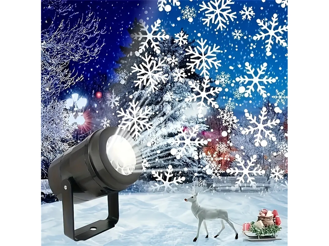 Projetor De Neve Usb Com Luz Led Em Formato De Floco De Neve Branco.