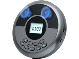 Leitor de Cd Discman Portátil Recarregável Via Bluetooth com Dois Alto falantes e SFUSHOS