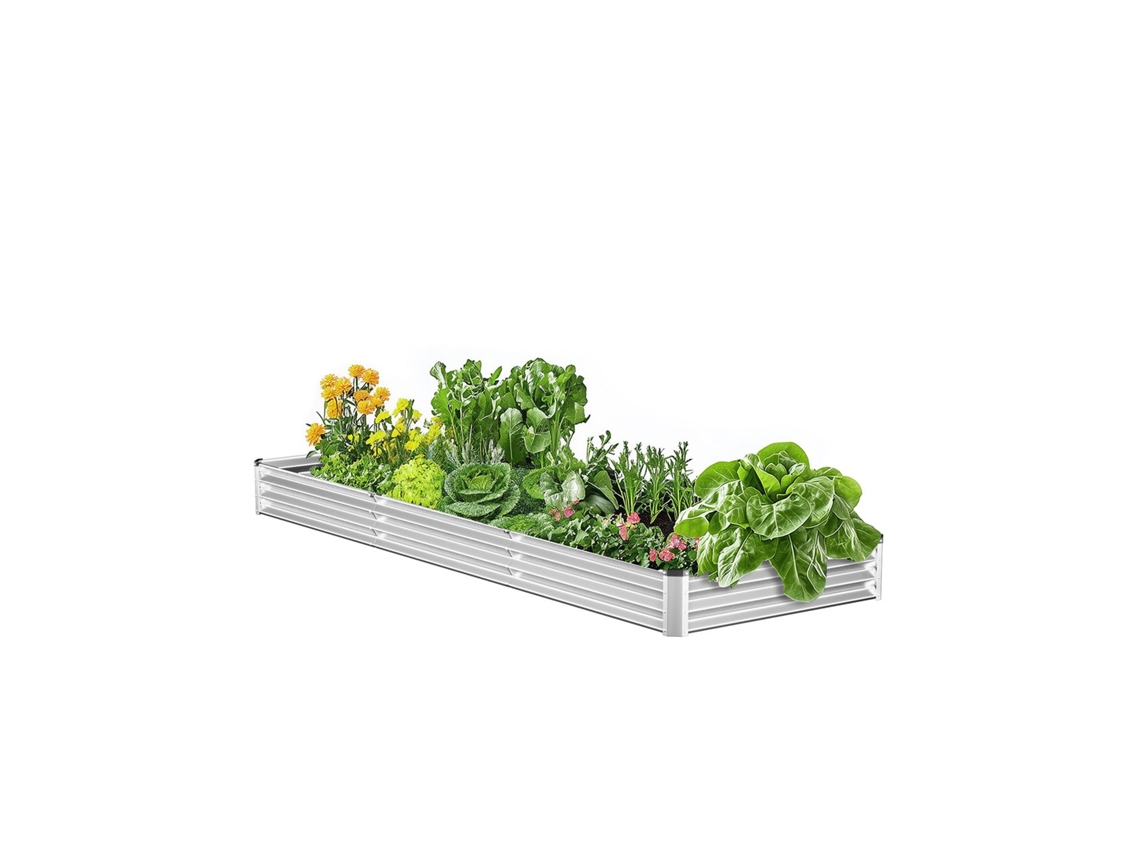 Canteiro elevado VEVOR 3605 x 1205 x 285 mm com fundo aberto, prateado